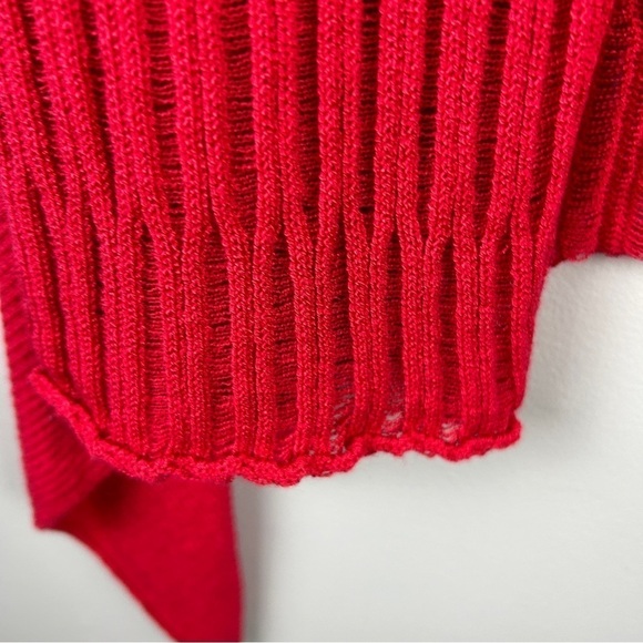 Maria LIsa Jersey Knit Open Front Longline 3/4 Sleeve Cardigan Medium Red - Picture 10 of 11